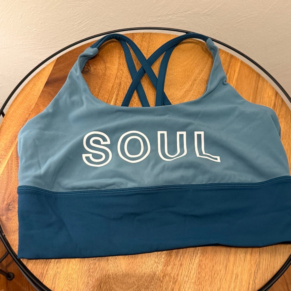 Lululemon Athletica Soulcycle Longline Strappy Sports Bra | Size 10 | Teal/Blue